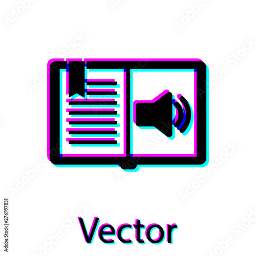 Black Audio book icon isolated on white background. Audio guide sign. Online learning concept. Vector Illustration