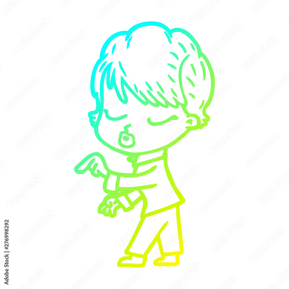 cold gradient line drawing cartoon woman with eyes shut cold gradient line drawing cartoon woman with eyes shut
