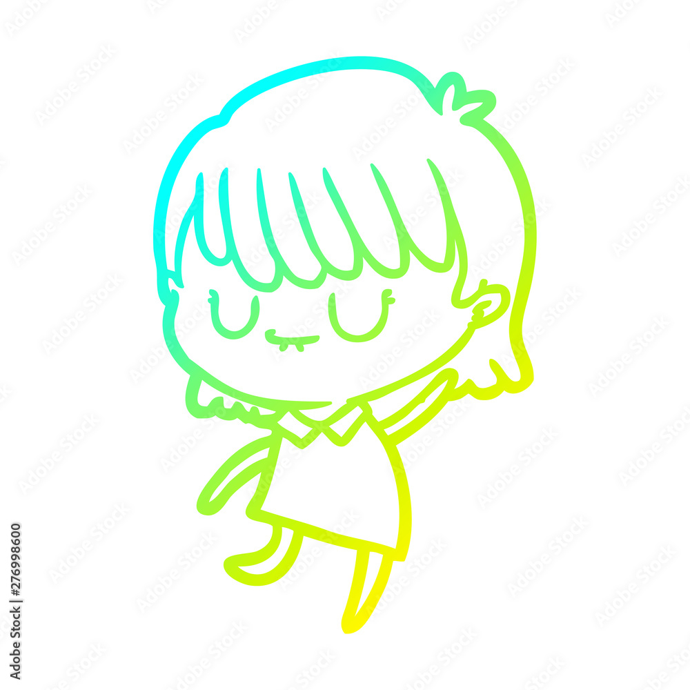 cold gradient line drawing cartoon woman cold gradient line drawing cartoon woman