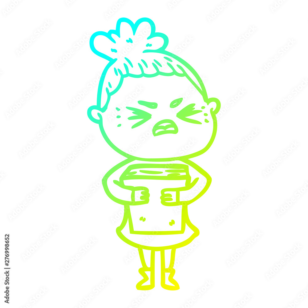 cold gradient line drawing cartoon angry woman cold gradient line drawing cartoon angry woman