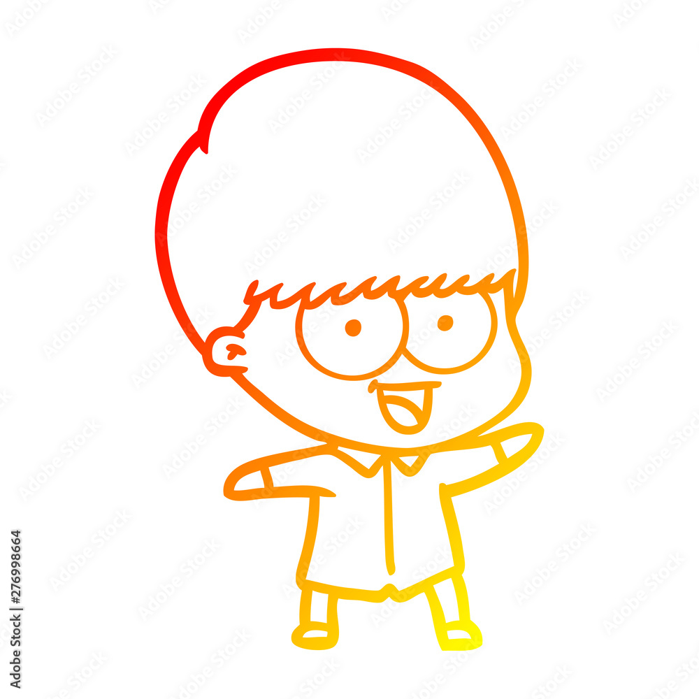 warm gradient line drawing happy cartoon boy warm gradient line drawing happy cartoon boy