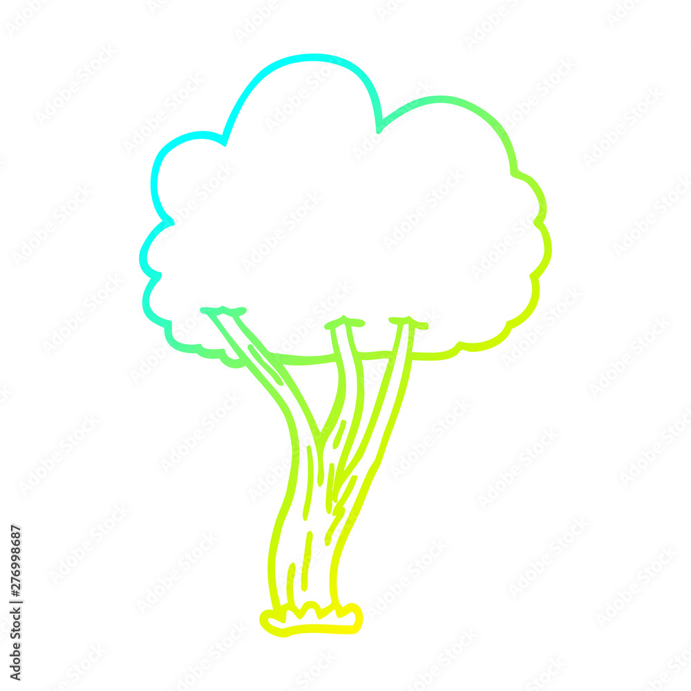 cold gradient line drawing cartoon blooming tree cold gradient line drawing cartoon blooming tree