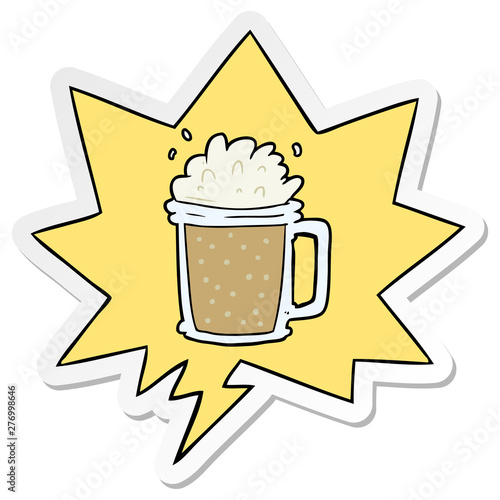 cartoon pint of ale and speech bubble sticker