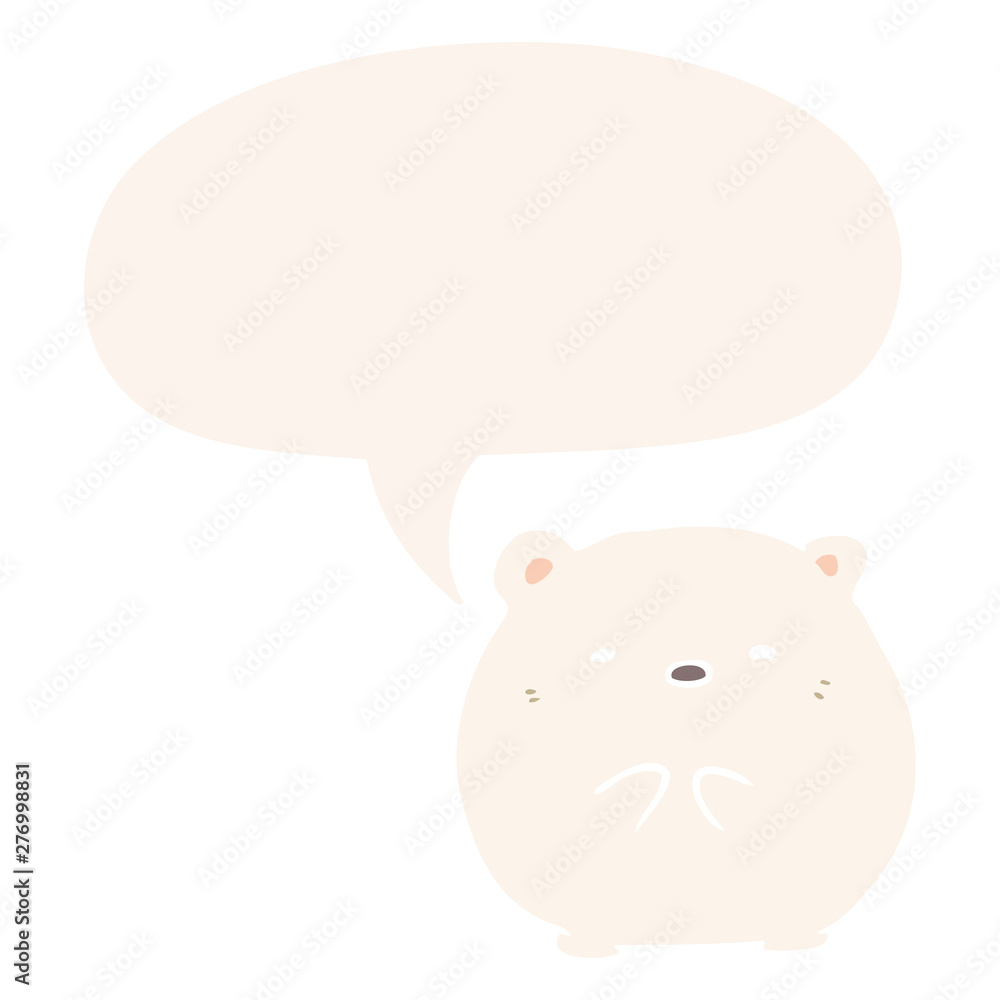 cute cartoon polar bear and speech bubble in retro style cute cartoon polar bear and speech bubble in retro style