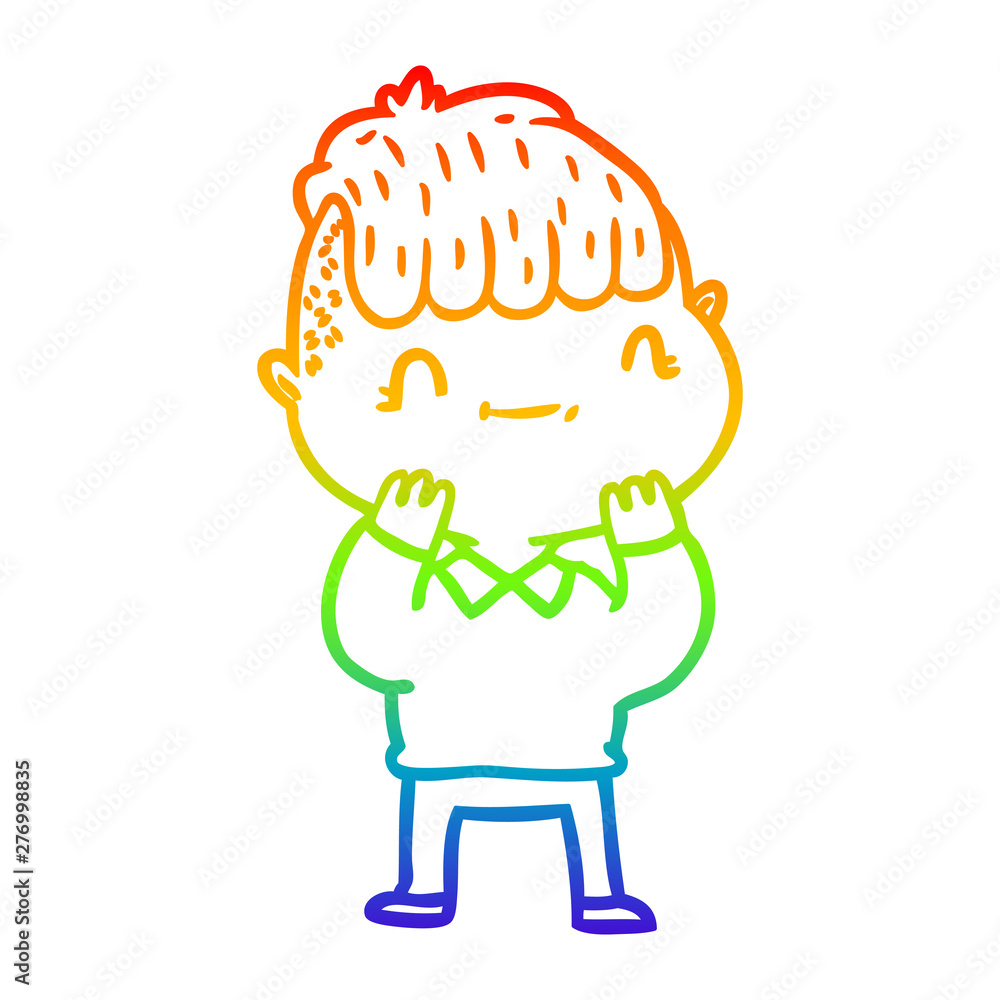rainbow gradient line drawing cartoon friendly boy