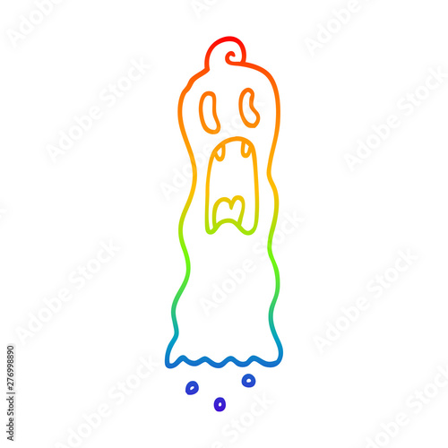 rainbow gradient line drawing cartoon spooky ghost