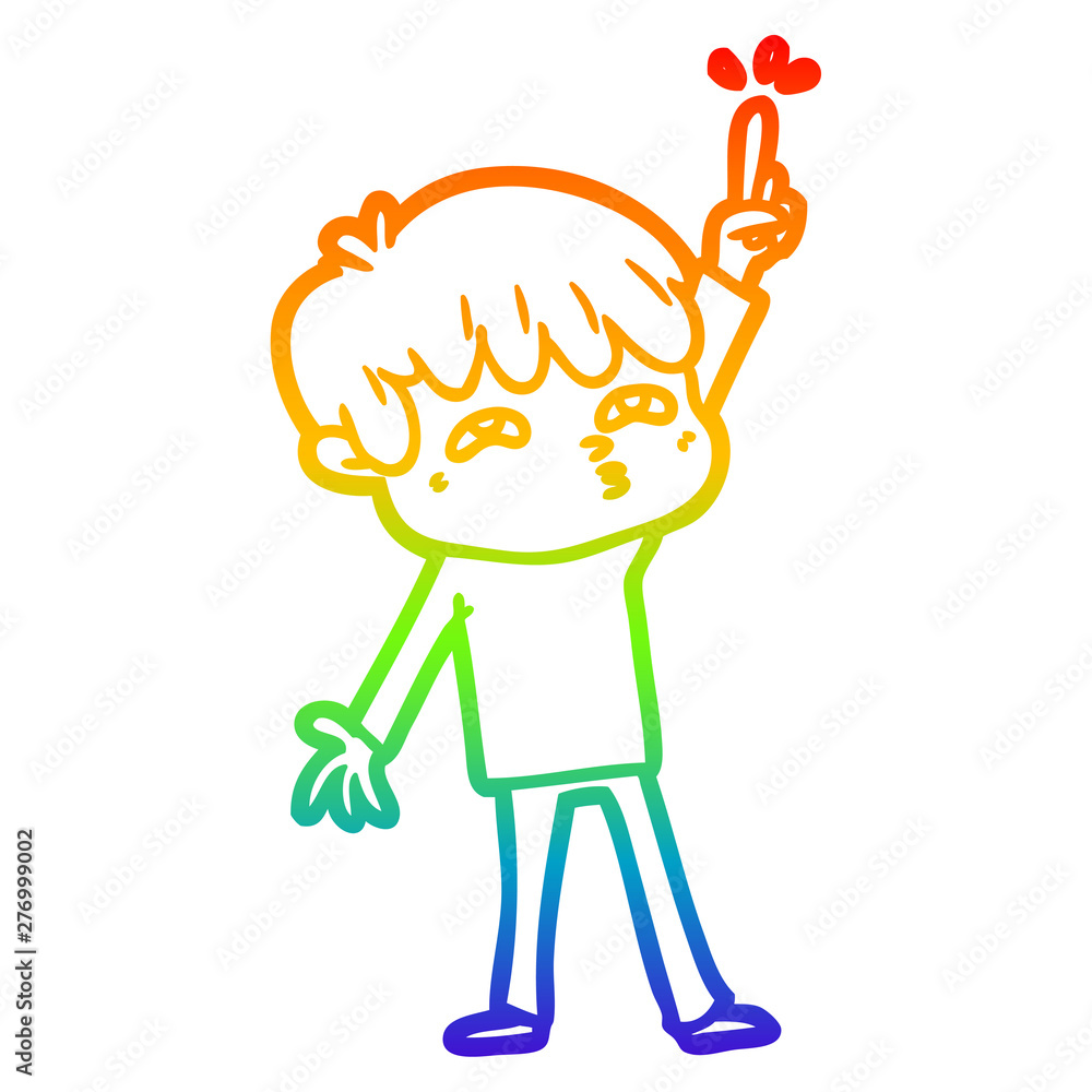 rainbow gradient line drawing cartoon boy asking question rainbow gradient line drawing cartoon boy asking question
