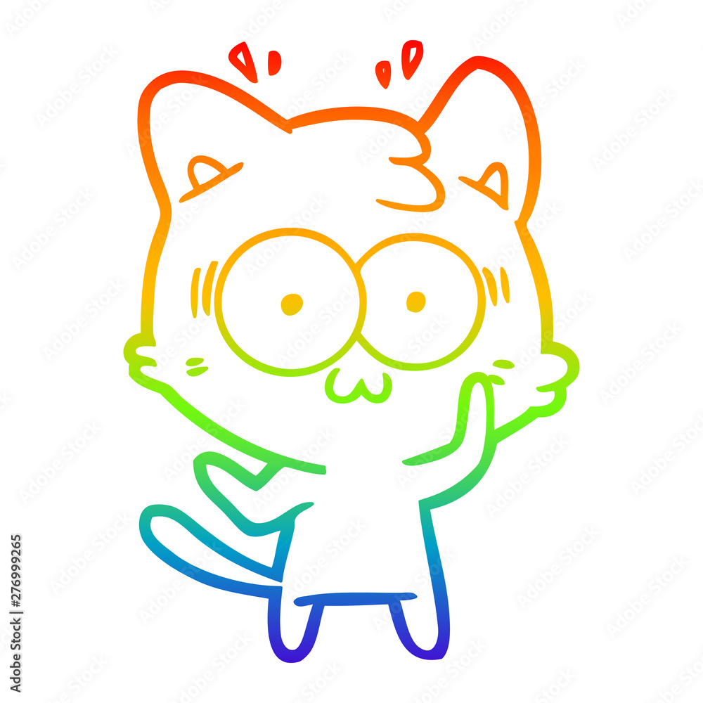 rainbow gradient line drawing cartoon surprised cat rainbow gradient line drawing cartoon surprised cat