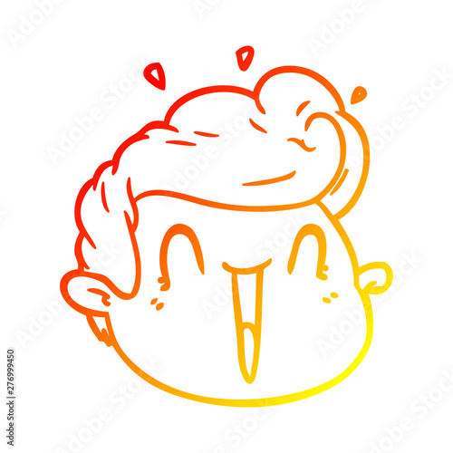 warm gradient line drawing cartoon male face surprised