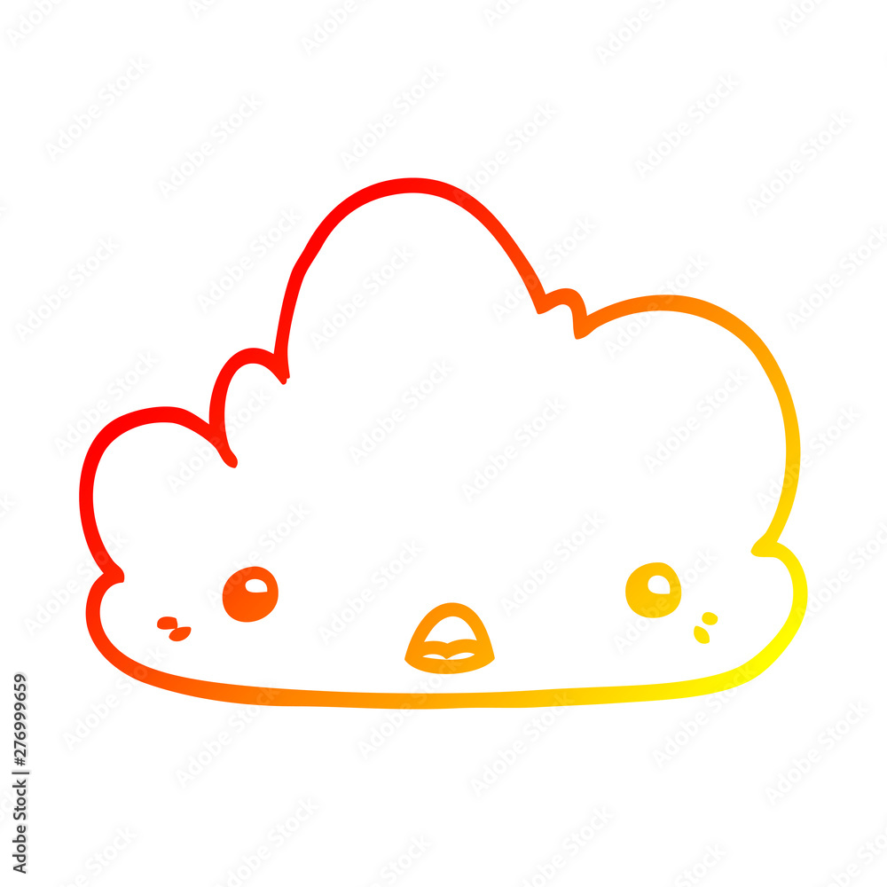 warm gradient line drawing cute cartoon cloud warm gradient line drawing cute cartoon cloud