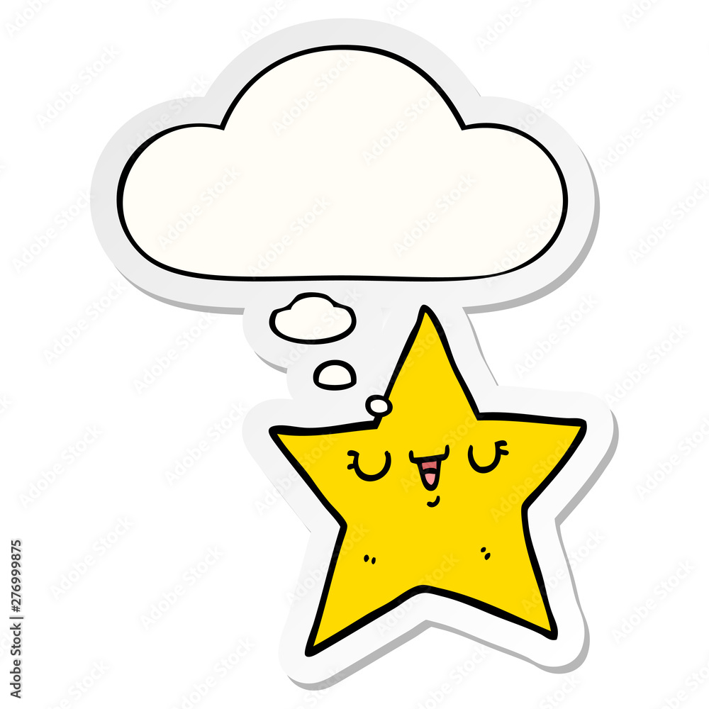 cartoon star and thought bubble as a printed sticker cartoon star and thought bubble as a printed sticker