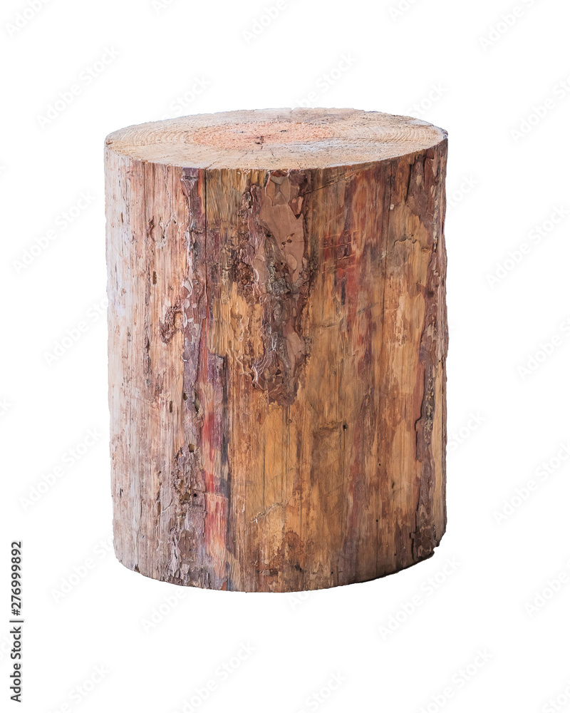 Isolated grunge log stool or chair craft artisan handmade furniture on white background. Isolated grunge log stool or chair craft artisan handmade furniture on white background.