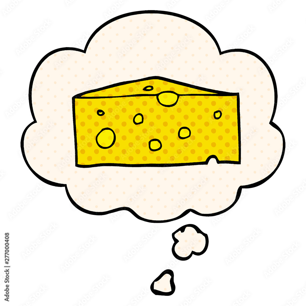cartoon cheese and thought bubble in comic book style cartoon cheese and thought bubble in comic book style