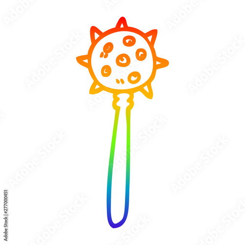 rainbow gradient line drawing cartoon medieval mace