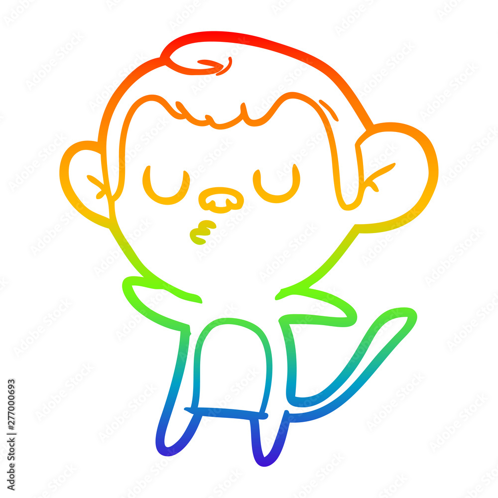 Obraz premium rainbow gradient line drawing cartoon monkey