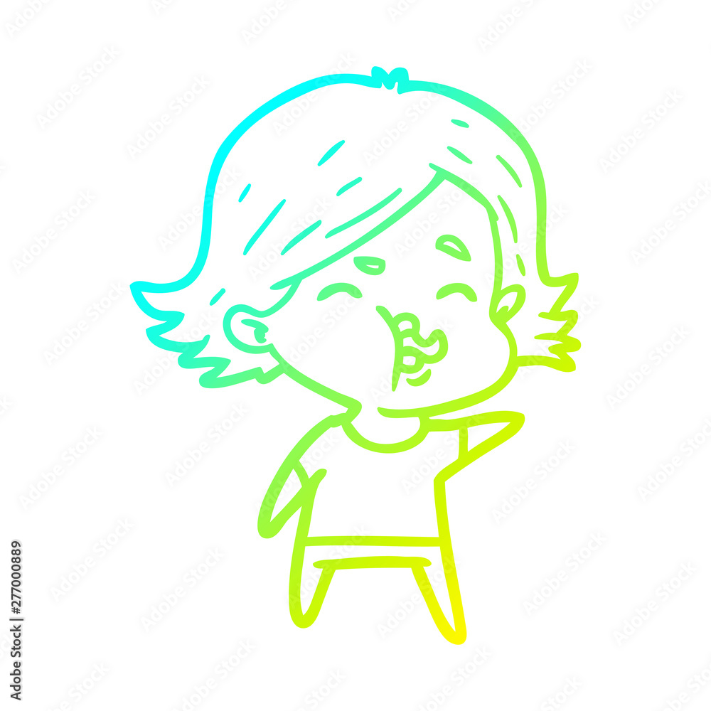 cold gradient line drawing cartoon girl pulling face cold gradient line drawing cartoon girl pulling face