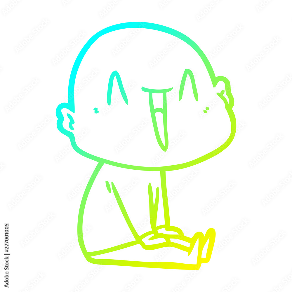 cold gradient line drawing happy cartoon bald man cold gradient line drawing happy cartoon bald man