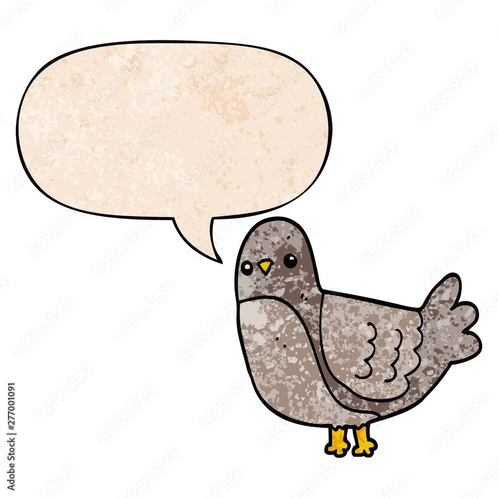 cartoon bird and speech bubble in retro texture style cartoon bird and speech bubble in retro texture style