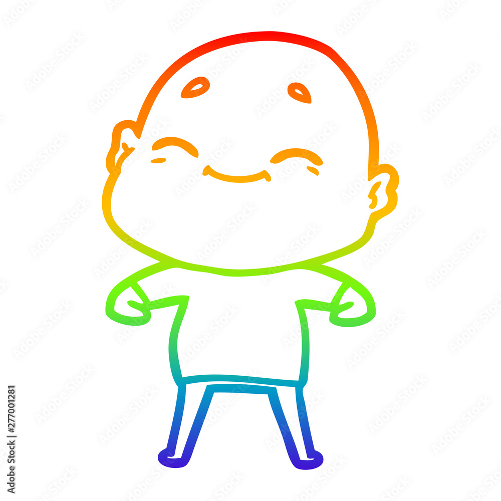 rainbow gradient line drawing happy cartoon bald man rainbow gradient line drawing happy cartoon bald man
