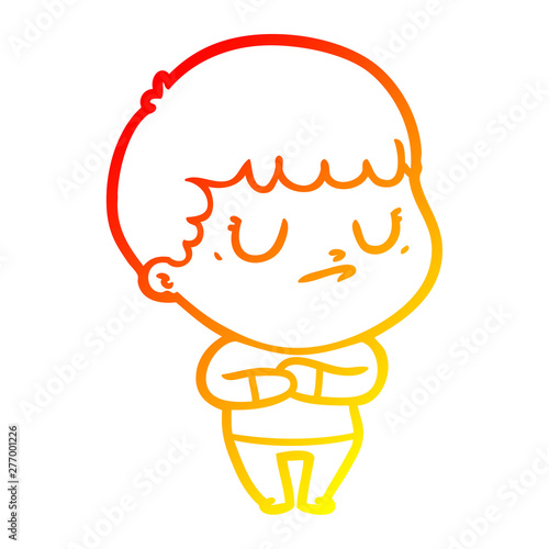 warm gradient line drawing cartoon grumpy boy