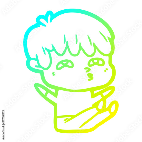 cold gradient line drawing cartoon curious man