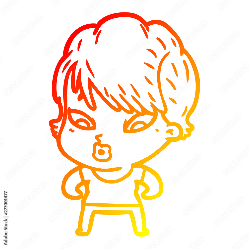 warm gradient line drawing cartoon woman warm gradient line drawing cartoon woman