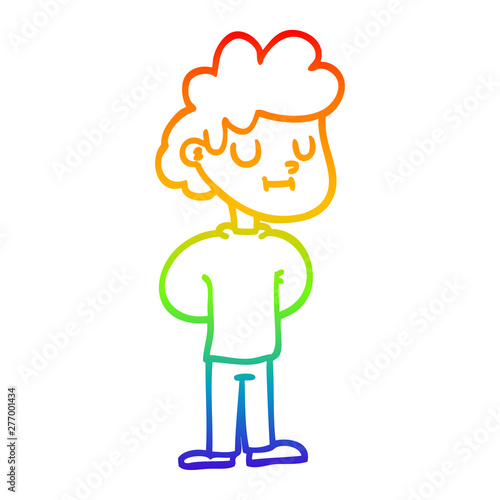 rainbow gradient line drawing cartoon happy boy