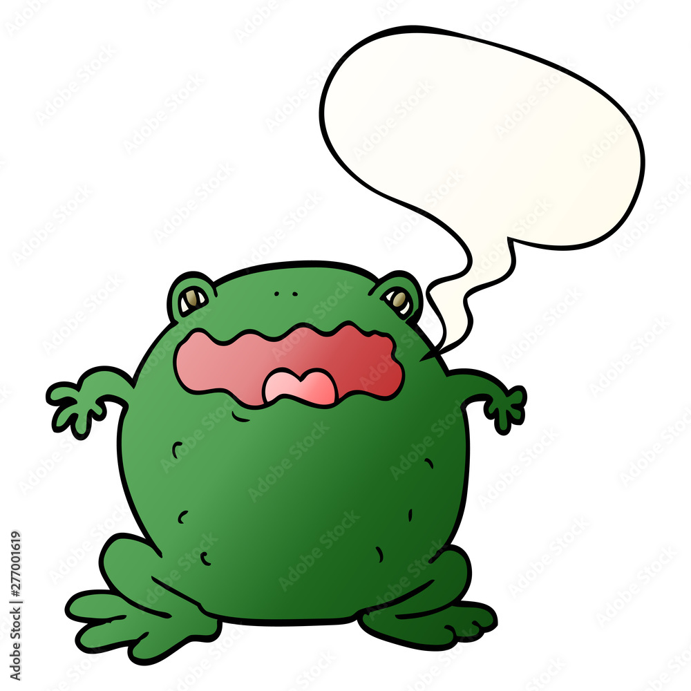 cartoon toad and speech bubble in smooth gradient style cartoon toad and speech bubble in smooth gradient style