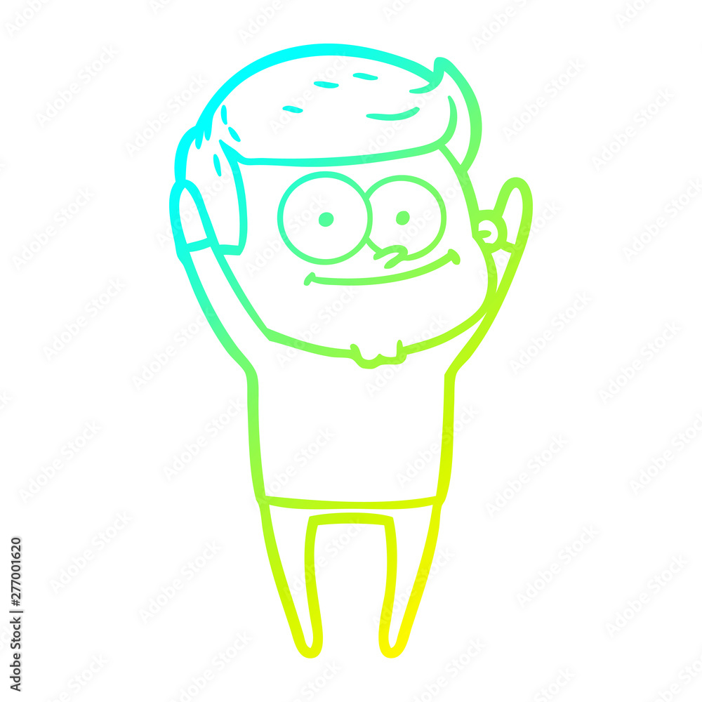 cold gradient line drawing cartoon happy man cold gradient line drawing cartoon happy man