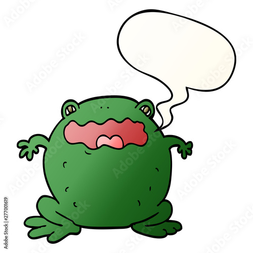 cartoon toad and speech bubble in smooth gradient style