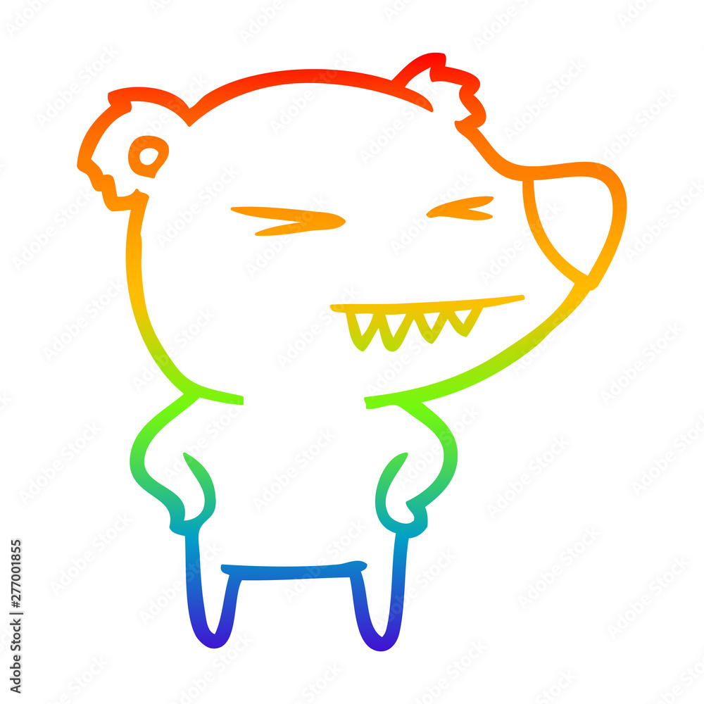 rainbow gradient line drawing angry bear cartoon with hands on hips rainbow gradient line drawing angry bear cartoon with hands on hips
