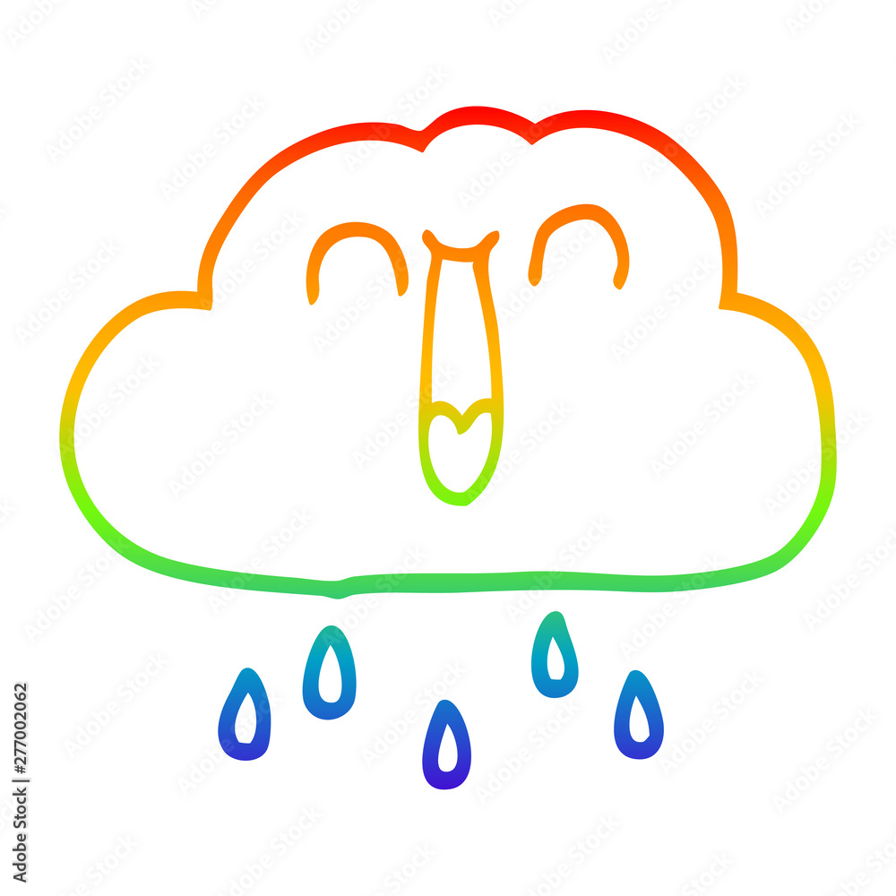 rainbow gradient line drawing happy cartoon rain cloud rainbow gradient line drawing happy cartoon rain cloud