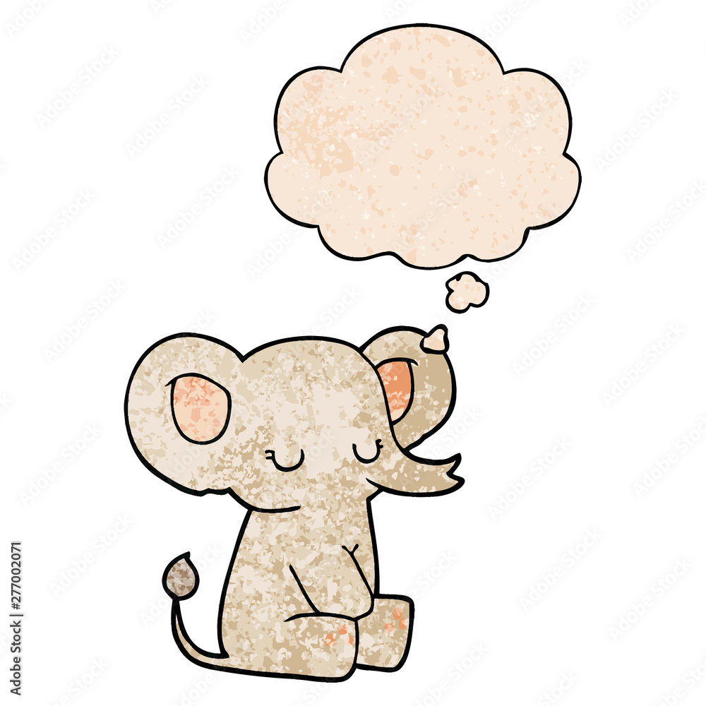 cartoon elephant and thought bubble in grunge texture pattern style cartoon elephant and thought bubble in grunge texture pattern style