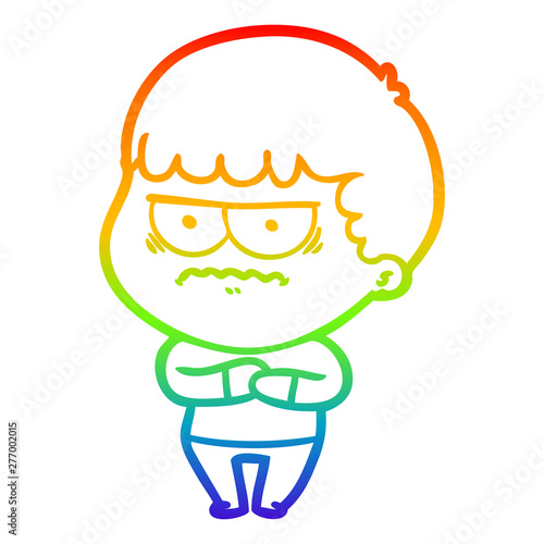rainbow gradient line drawing cartoon annoyed man