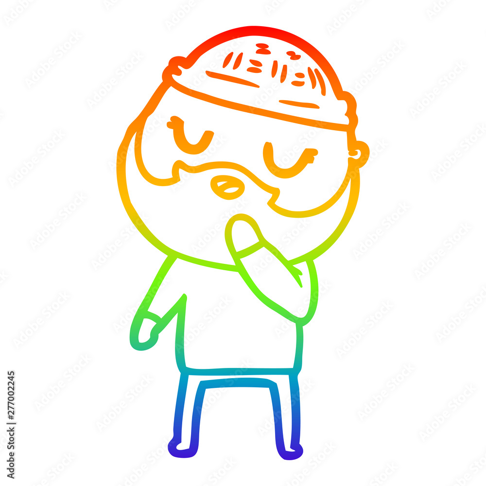 rainbow gradient line drawing cartoon man with beard rainbow gradient line drawing cartoon man with beard