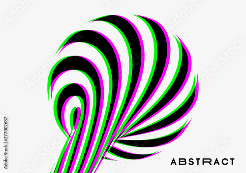 Black and white design. Pattern with optical illusion. Abstract 3D geometrical background. Vector illustration.
