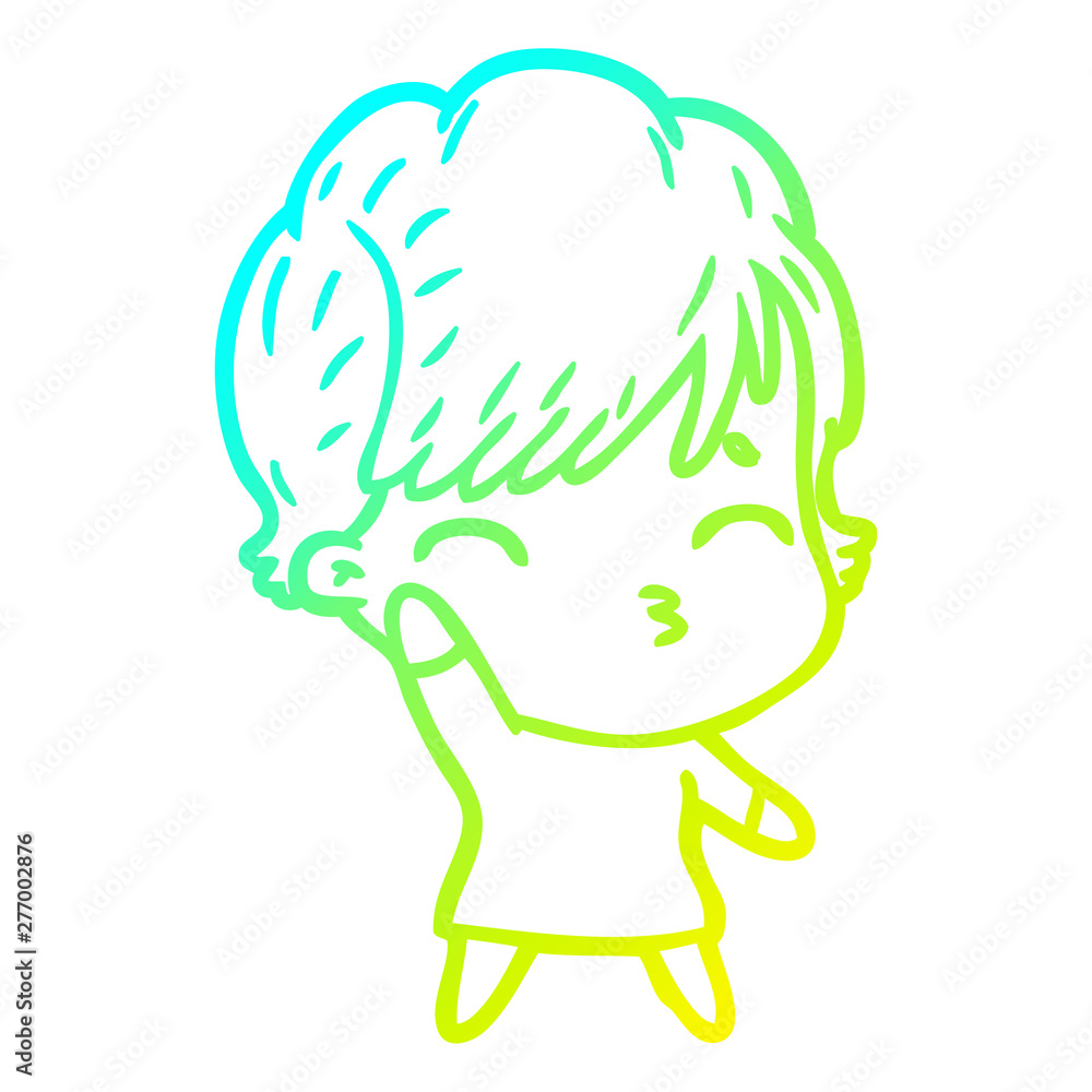 cold gradient line drawing cartoon woman thinking cold gradient line drawing cartoon woman thinking