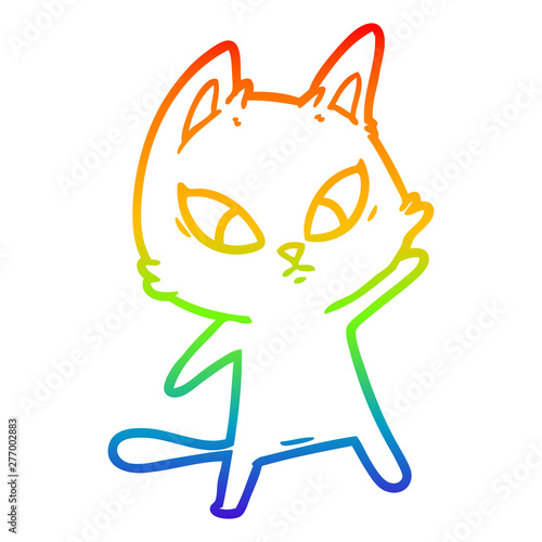 rainbow gradient line drawing confused cartoon cat