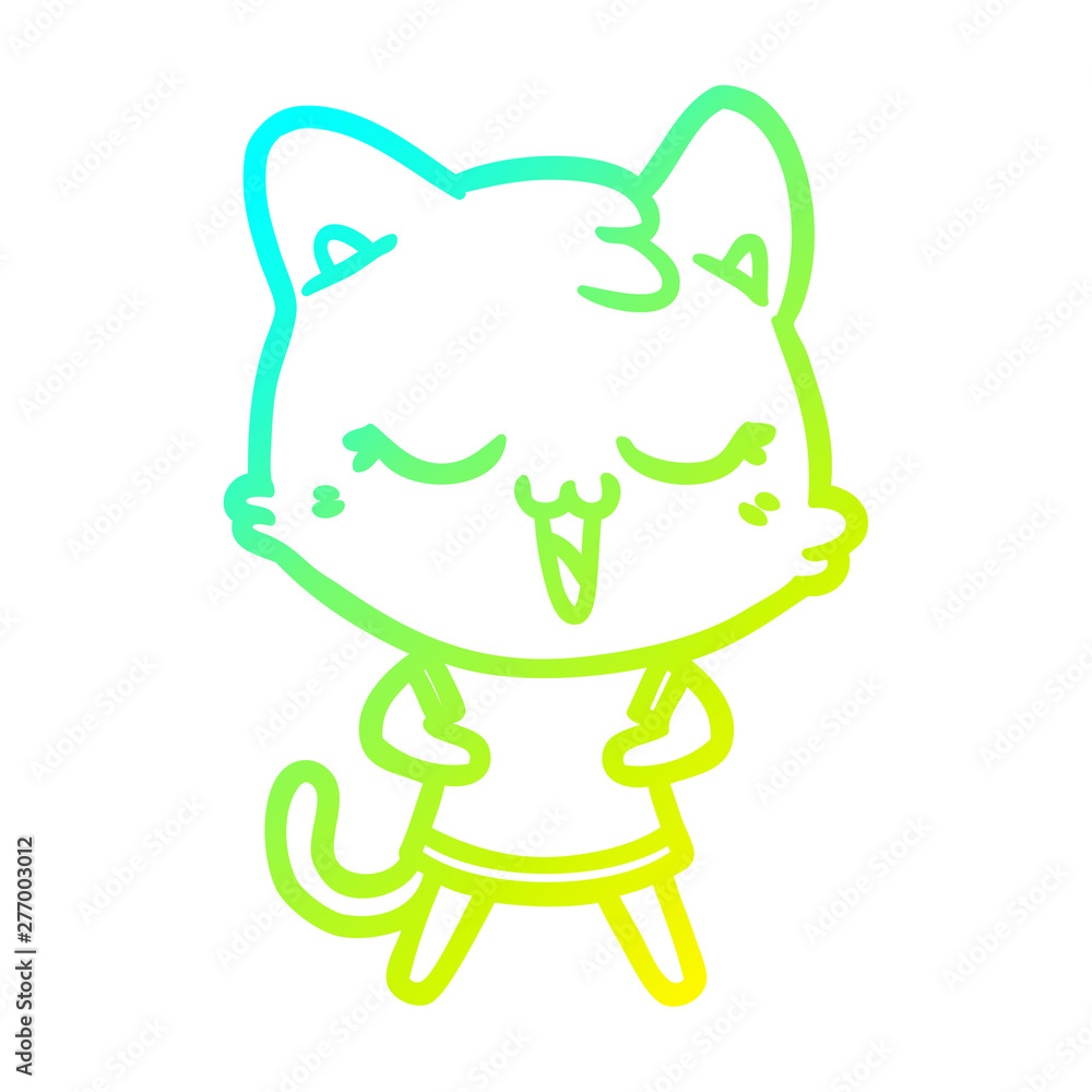 cold gradient line drawing happy cartoon cat cold gradient line drawing happy cartoon cat