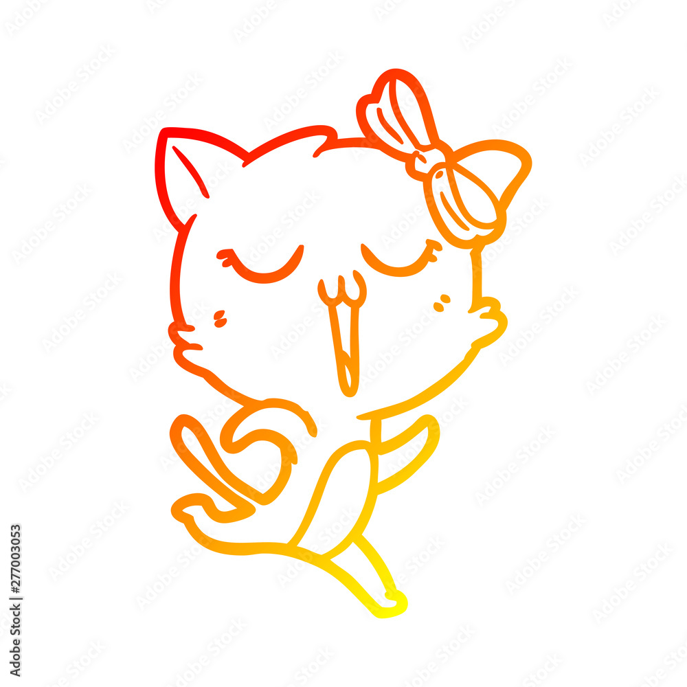 warm gradient line drawing cartoon cat warm gradient line drawing cartoon cat
