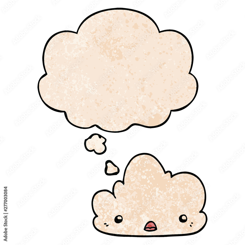 cute cartoon cloud and thought bubble in grunge texture pattern style cute cartoon cloud and thought bubble in grunge texture pattern style