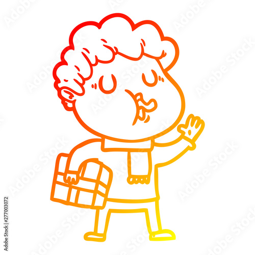 warm gradient line drawing cartoon man singing