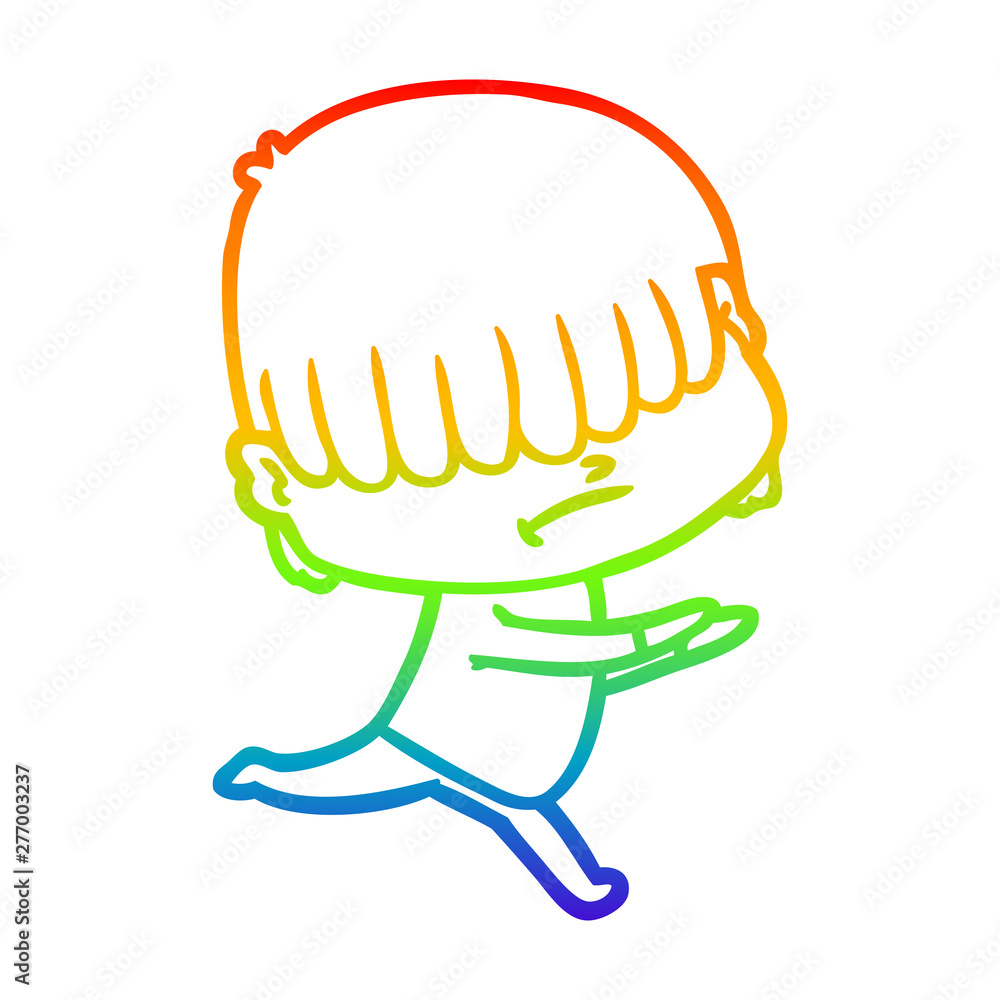 rainbow gradient line drawing cartoon boy with untidy hair rainbow gradient line drawing cartoon boy with untidy hair