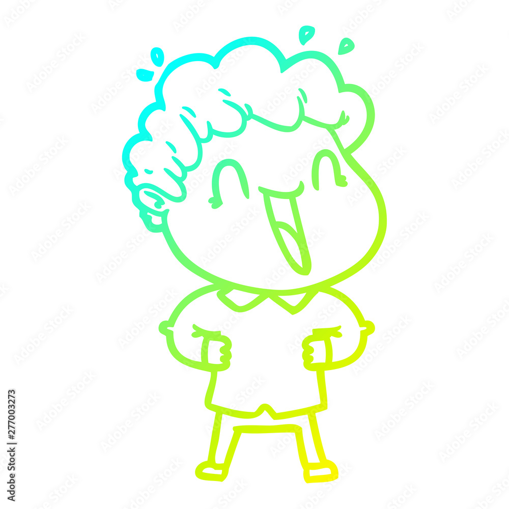 cold gradient line drawing cartoon happy man cold gradient line drawing cartoon happy man