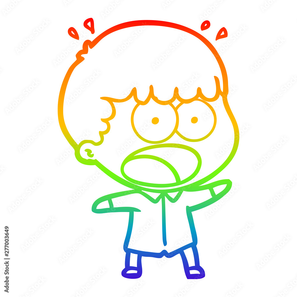 rainbow gradient line drawing cartoon shocked man rainbow gradient line drawing cartoon shocked man
