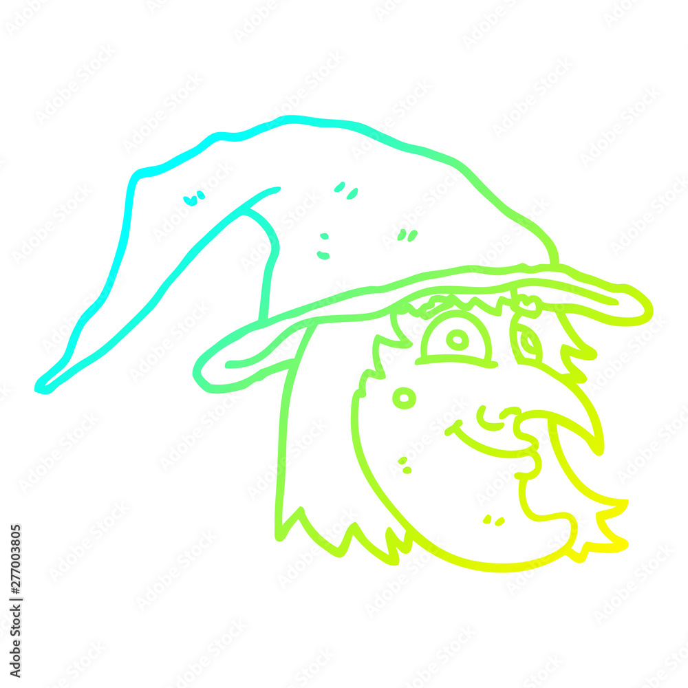 cold gradient line drawing cartoon happy witch cold gradient line drawing cartoon happy witch