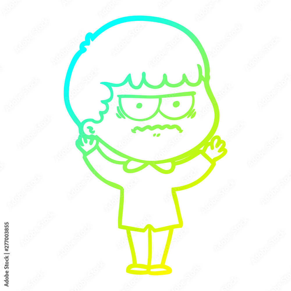 cold gradient line drawing cartoon annoyed man cold gradient line drawing cartoon annoyed man
