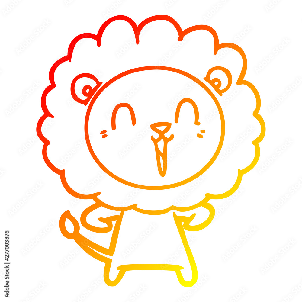 warm gradient line drawing laughing lion cartoon warm gradient line drawing laughing lion cartoon