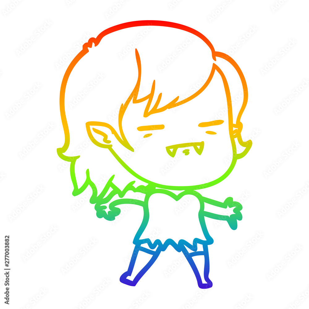 rainbow gradient line drawing cartoon undead vampire girl rainbow gradient line drawing cartoon undead vampire girl