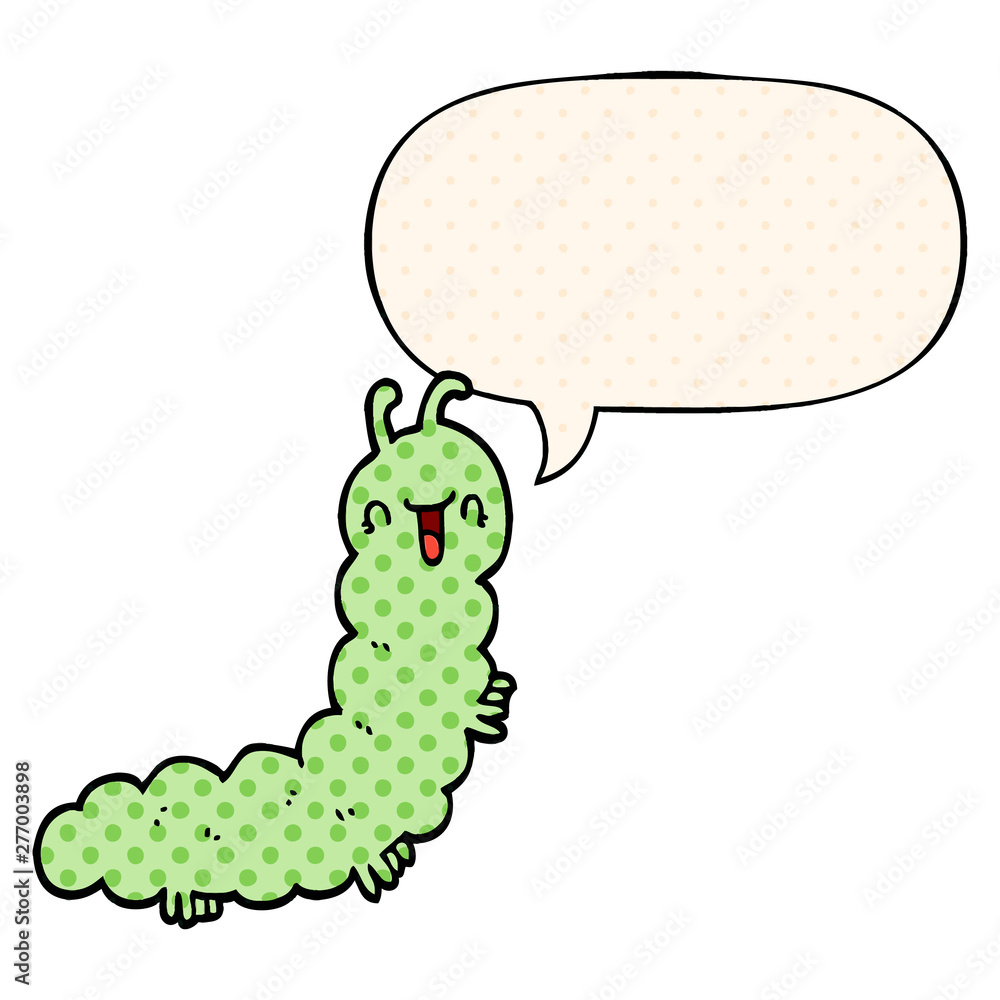 cartoon caterpillar and speech bubble in comic book style cartoon caterpillar and speech bubble in comic book style